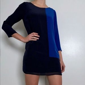 Jcrew blue block pattern dress with pockets